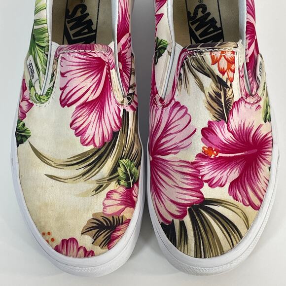Vans Off the Wall Hibiscus Floral Print Slip On Shoes Women Size 5 Men Size 3.5 - Picture 13 of 14